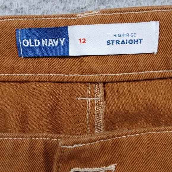 Old Navy Utility Straight Leg Carpenter Pants Women 12 Brown Sly Fox Canvas EUC - Picture 4 of 15